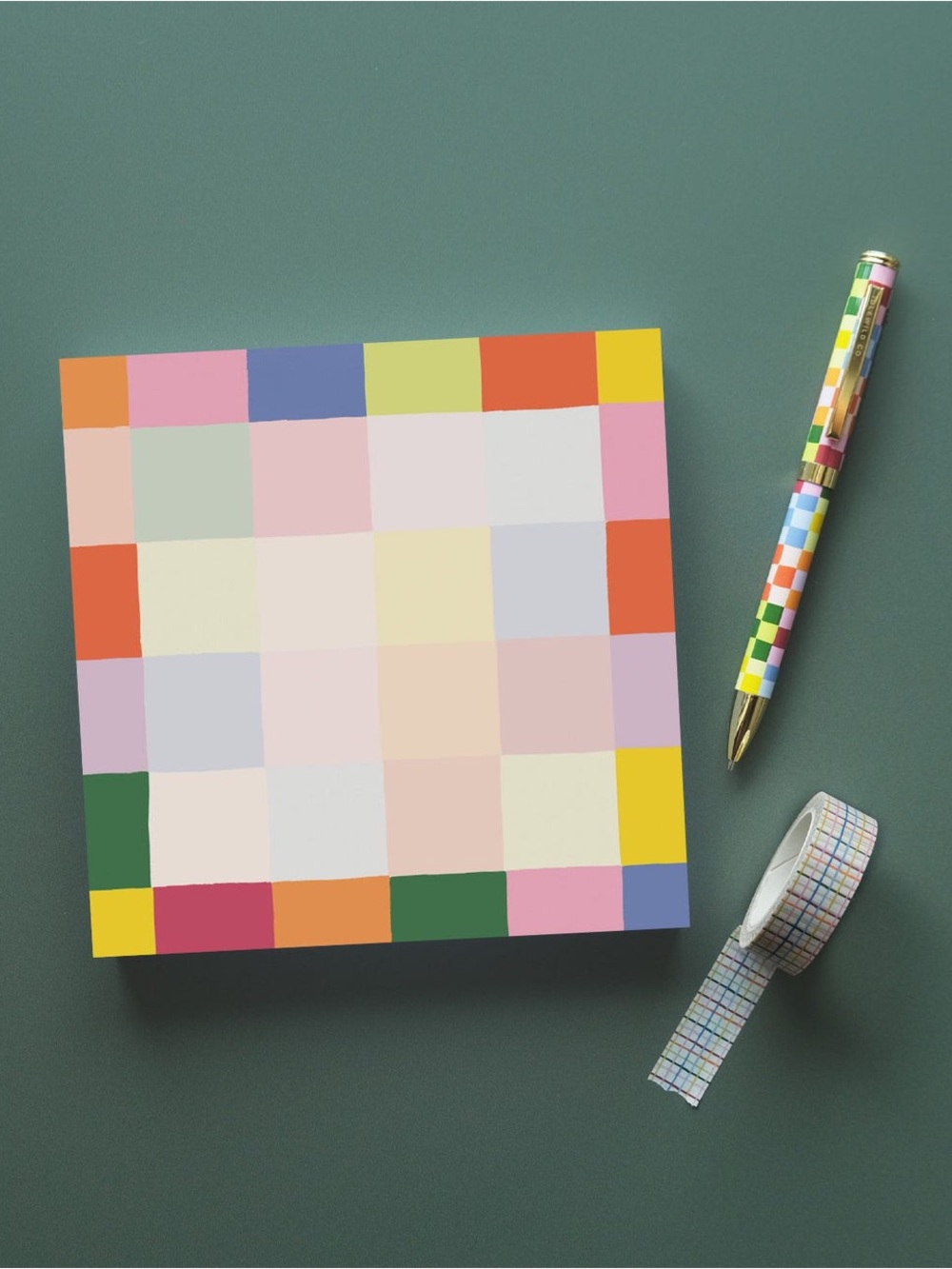 Idlewild Co Jumbo Desk Pad in Rainbow Check